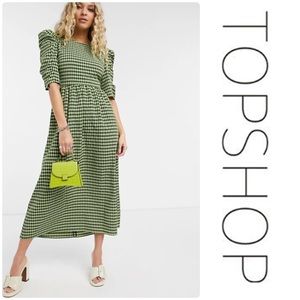 Topshop Gingham Lace-Up Back Dress